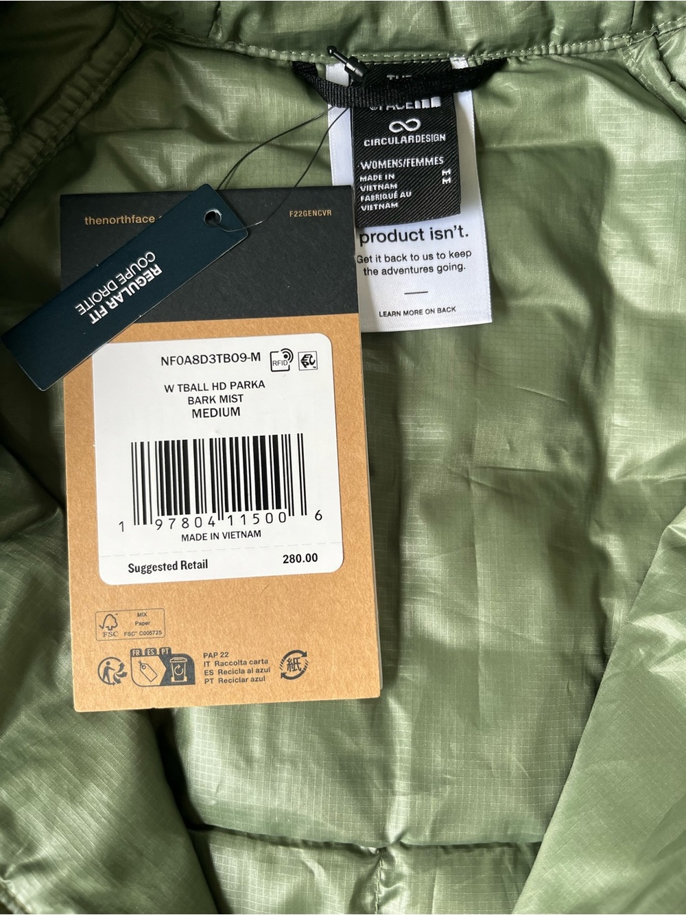 The North Face Women's Olive Hooded Quilted Puffer Jacket - Picture 8 of 12